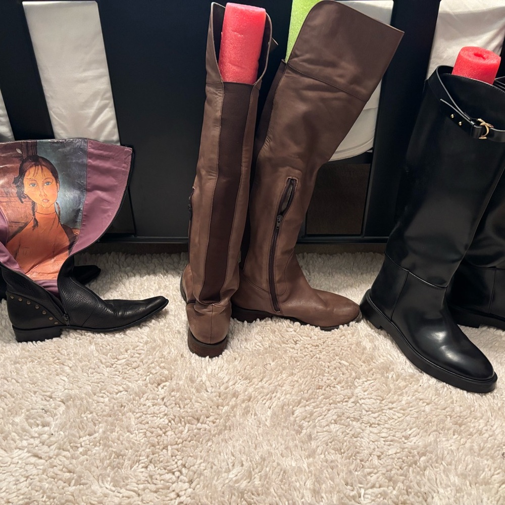 Brown and Black Knee-High Boots